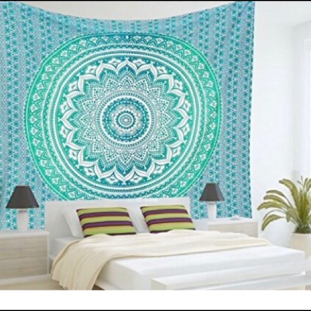 Green and blue tapestry